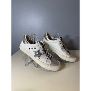 VH EST 1954 White Gold Glitter Star Sneakers Women's Size 6.5